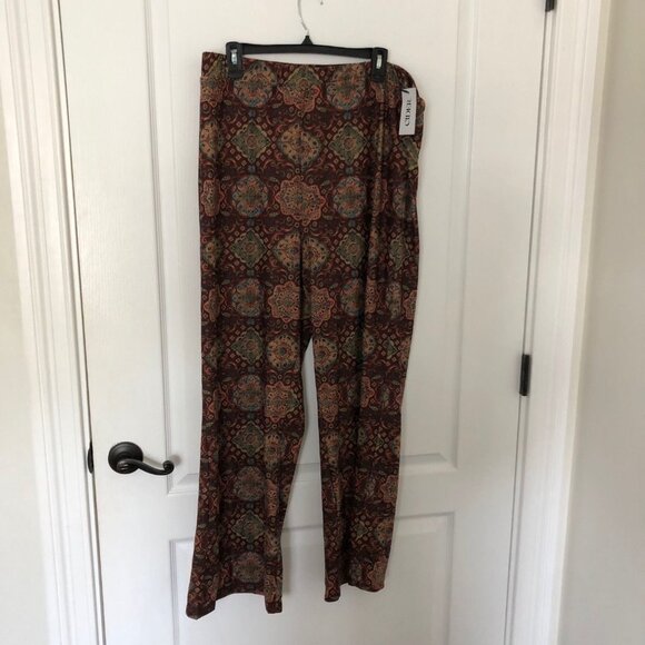 Cider Womens Floral Boho Patterned Pants Wide Leg‎ Pull-On Size 2XL Brown NWT - Picture 4 of 10